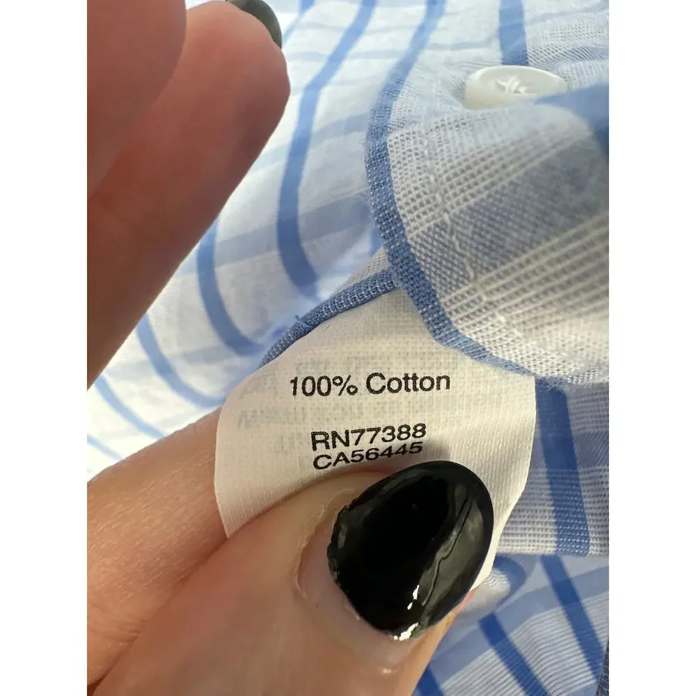 J Crew Shirt Mens Large Blue Plaid Button Down Cotton Pocket Casual Long Sleeve